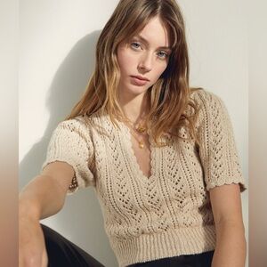 Wilfred Crochet V-Neck Sweater size M